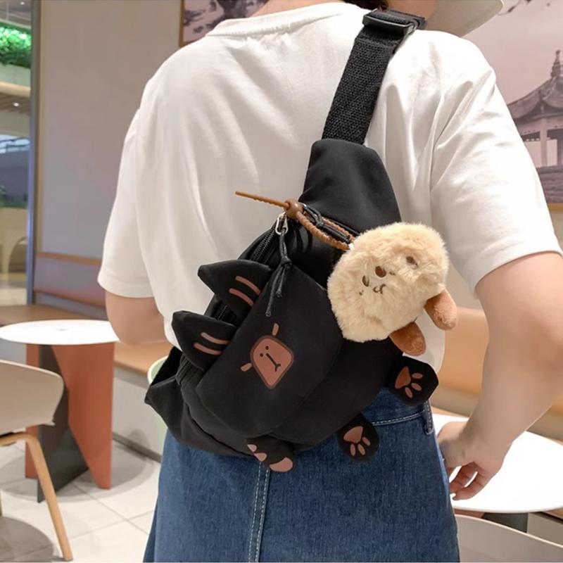 SCIONE Cute Cartoon Capibala Chest Bag 2025 New Large-capacity Fashion Leisure and Versatile Sports Students Lightweight Crossbody Bag