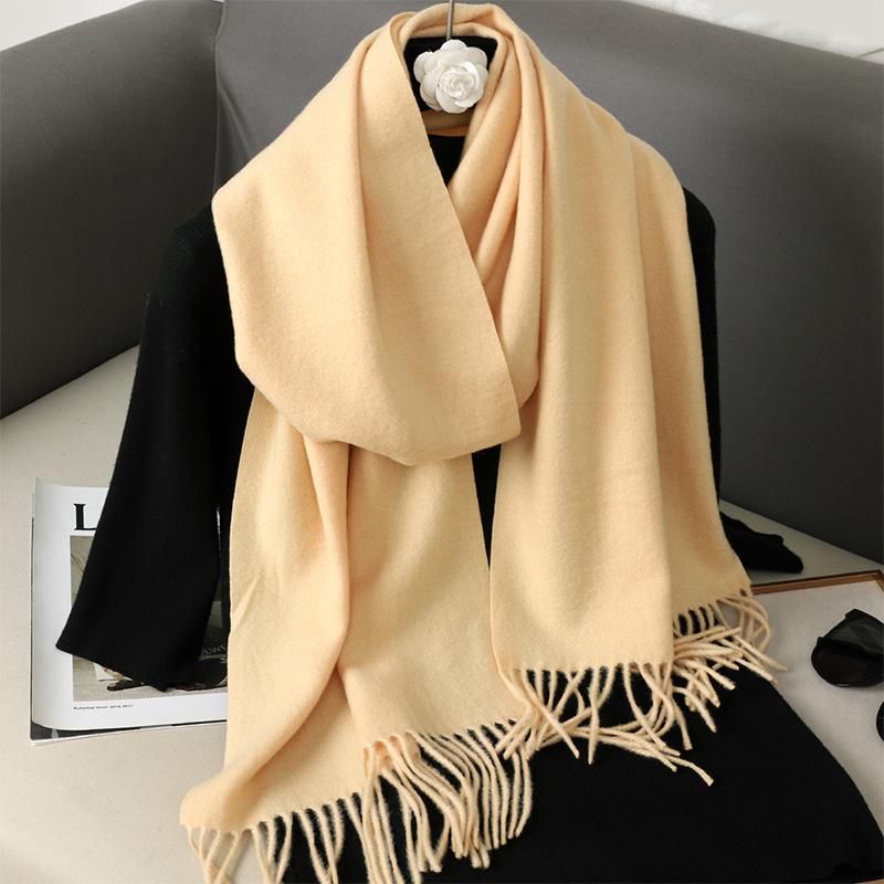Nytt 62 farger Vinterskjerf for kvinner Langt Varmt Kasjmirskjerf Hijab Ensfarget Dame Sjal Wrap Kvinnelig Pashmina Bandana Hodeskjerf