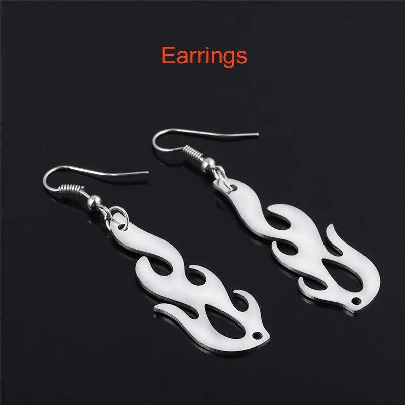 Set di collane a fiamma alla moda Accessorio punk Catena rock Choker unisex per donne uomini Streetwear Harajuku Hip Hop Regalo Gioielli per feste
