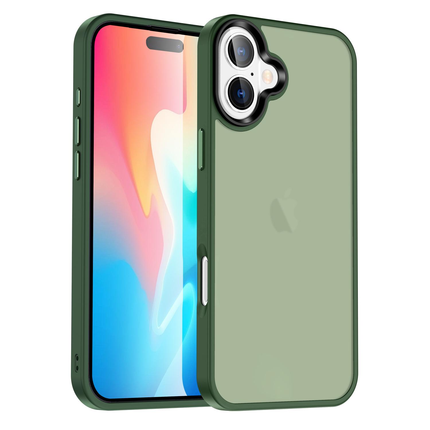 

Популярный матовый чехол для мобильного телефона Apple 16Pro 15, устойчивый к падениям и скольжению, защитный чехол для мобильного телефона 14 13Pro iPhone 12 Pro Max зелёный