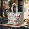 Sweet Cherry Bow Print Tote Bag Casual Large Capacity Daily Shoulder Bag for Women