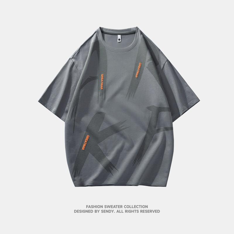 Pure Cotton Summer Men's Loose Short-sleeved T-shirt Tops Half-sleeved Round Neck Half-sleeved T-shirt