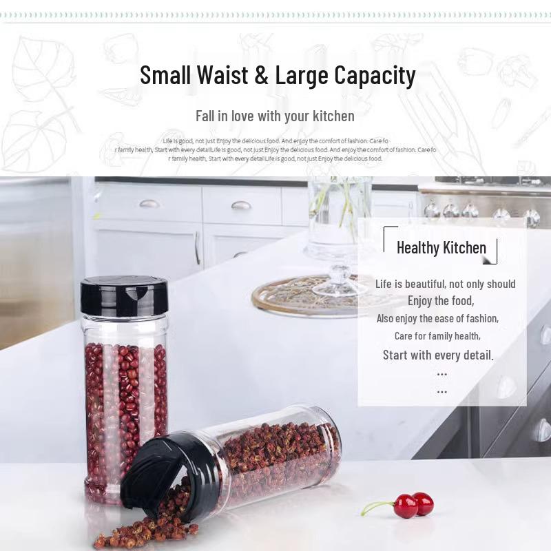 Transparent Flip-Top Spice Bottle - Refillable Pepper Shaker & Salt Dispenser (100/170/250/360ml)