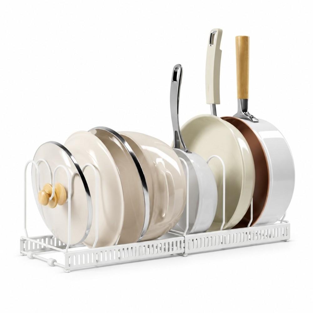 Adjustable Pot Rack Organizer Space Saving Pans Organizer Rack Kitchen Tools Cookware Rack Indoor