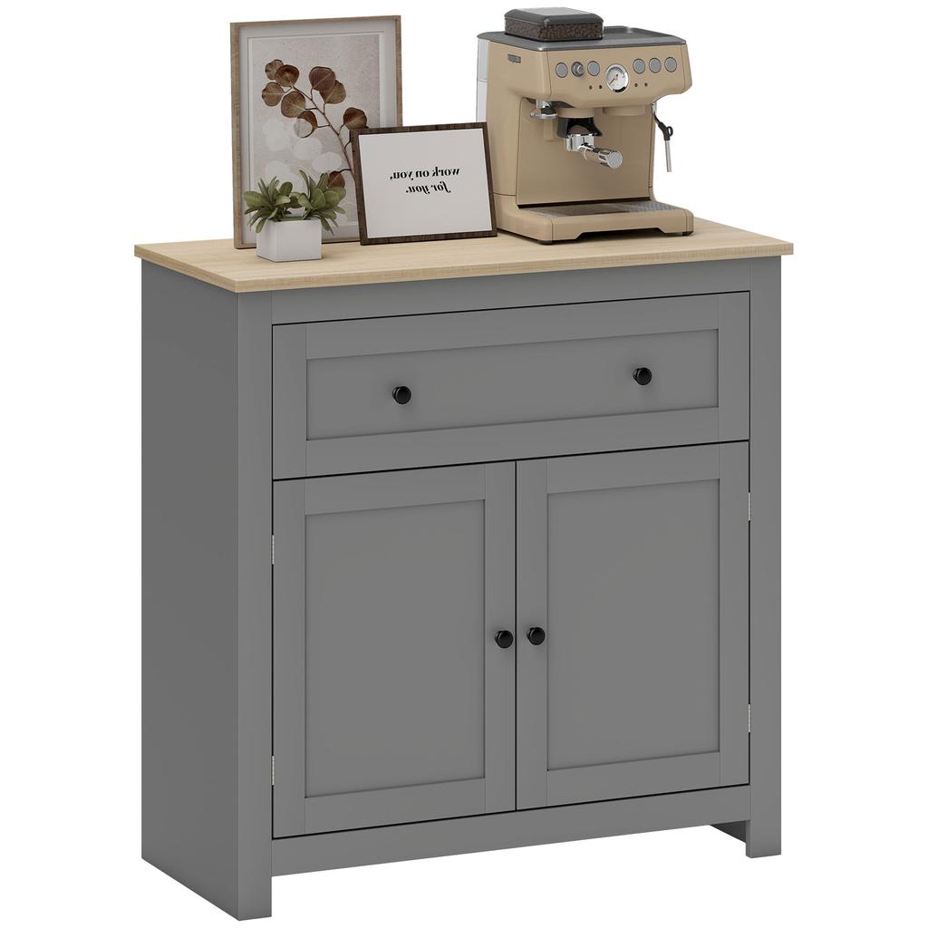 Keukenbijzetkast met Lade en Kast met Verstelbare Plank, in Hout, 78,5x35x80 cm, Veelkleurig