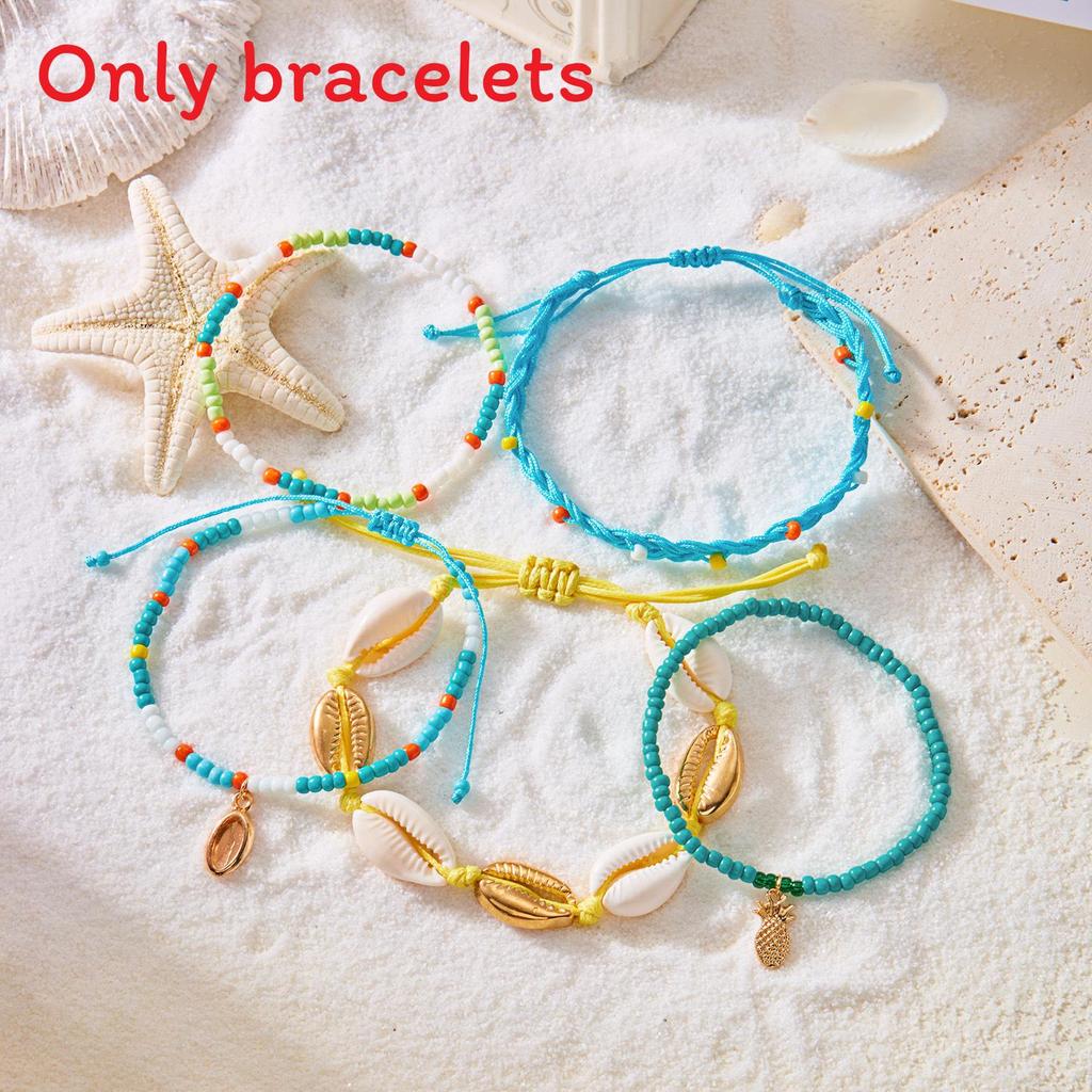 Bohemian Starfish Shell Multilayer Beaded Jewelry Set With Music Note Elements For Womens Summer Beach Wear