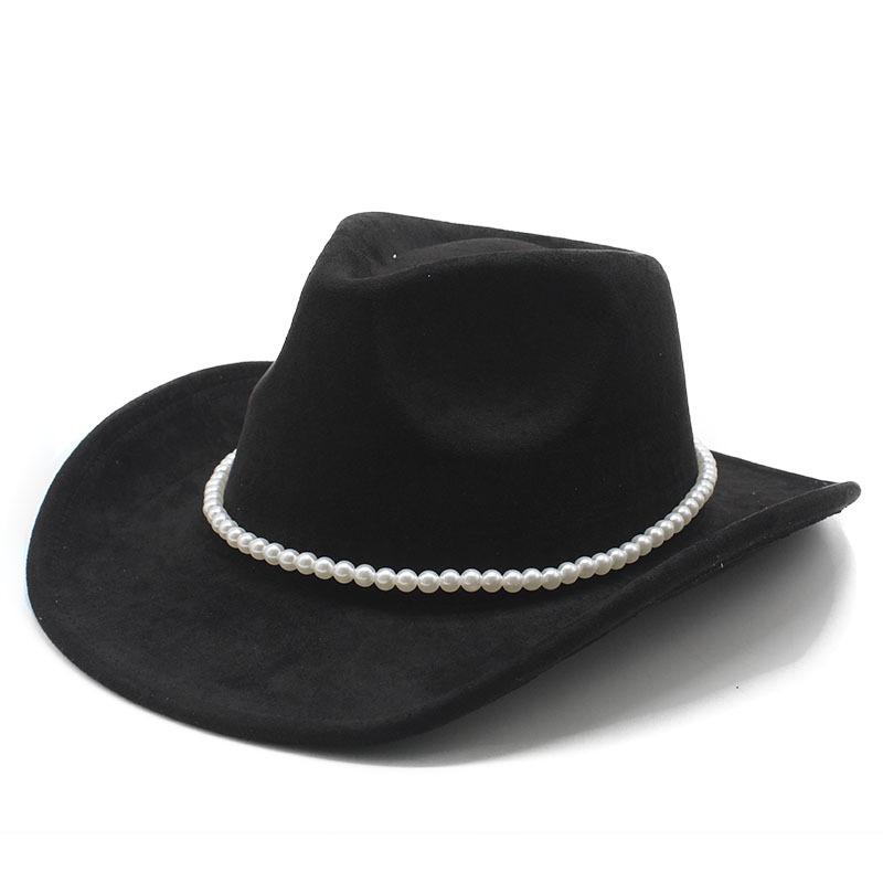 Vintage Pearl Western Cowboy Hat Men And Women, Tibetan Suede Jazz Hat, Top Hat