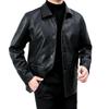 Herbst und Winter Neue Mittelgrüne Leder Herrenjacke Mittellang Revers Papa-Kleidung Business Casual Frühling und Herbst Jacke