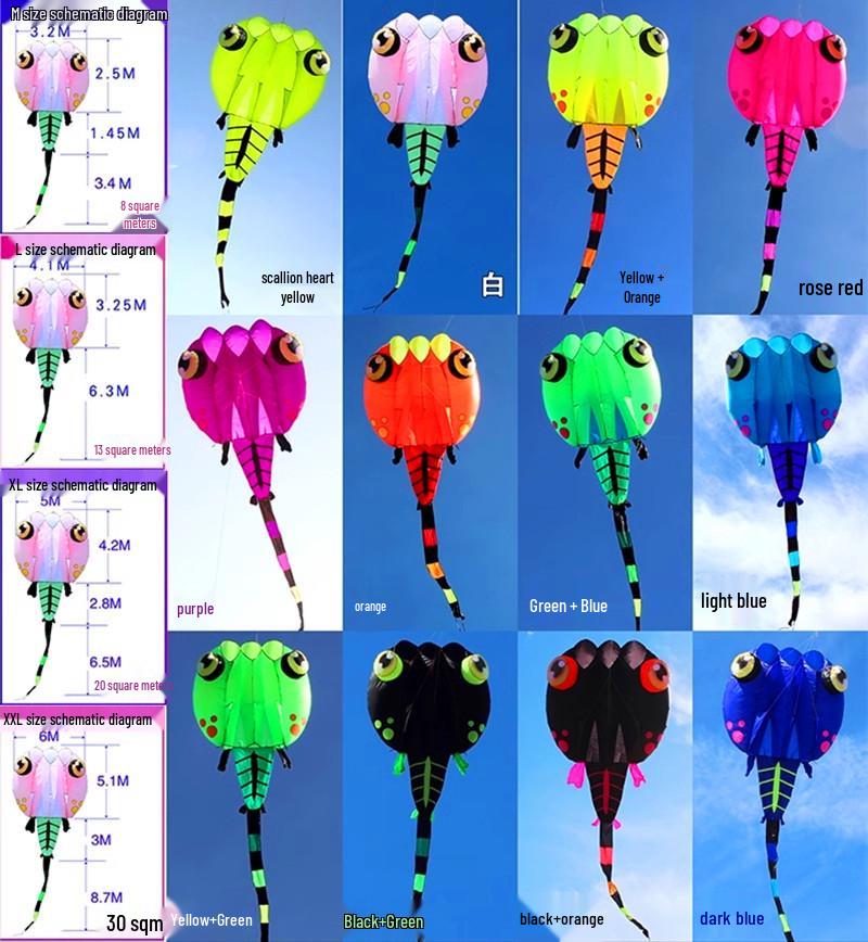 

3D Большой Мягкий Воздушный Змей Головастик: Прочный, Легко летает, Ветроустойчивый 2-square tadpole pre-order (color please note)