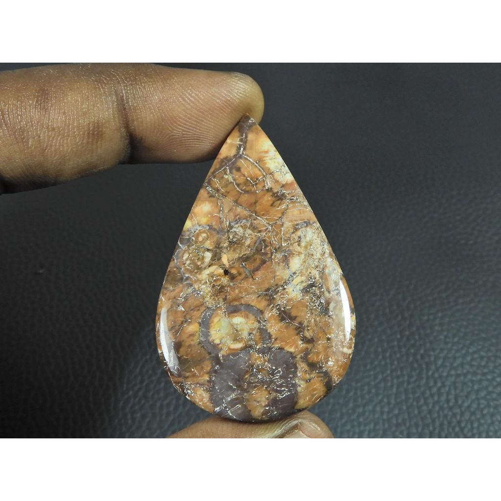 30X49X04MM Natural Bird Eye Jasper Pear Shape Cabochon Loose Gemstone 54Cts. G-296