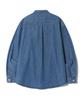 TRILLION Stone Washed Oversized Denim Long Sleeve Shirt (Middle Blue)