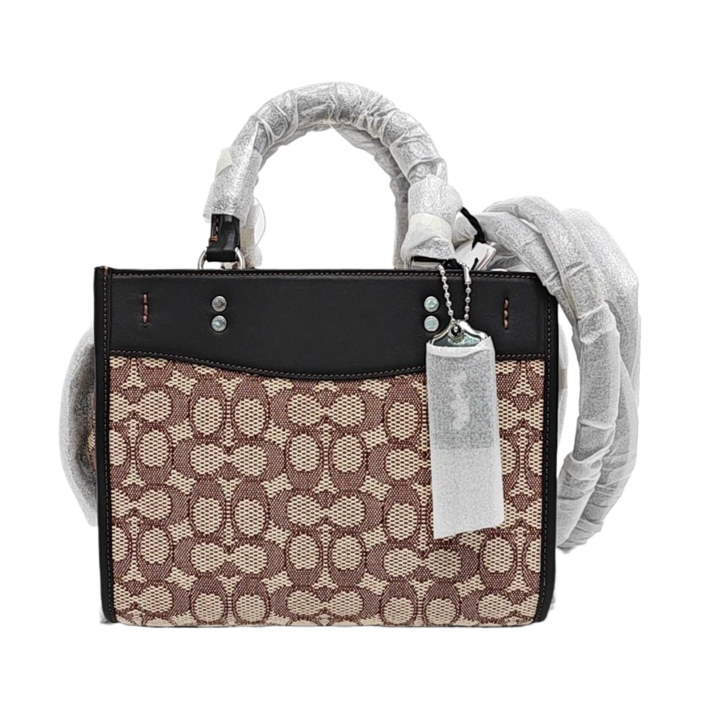 [Pre-Owned] Rogue 25 Classic Monogram Jacquard Zipper Closure Fabric And Glove Tanned Leather Shoulder Crossbody Tote Bag Medium - Excellent #79B0NX ONE SIZE