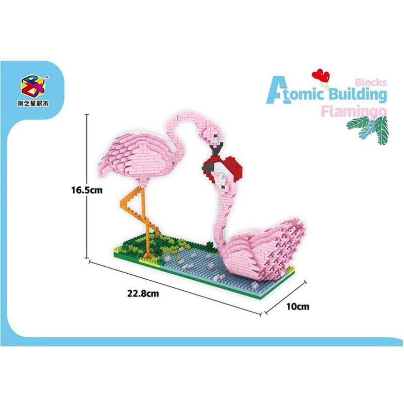 Pzx Mini Blocks Cute Pig Building Toy Animal Auction Figures Love Flamingo Micro Bricks Brinquedo For Girl Gift Valentine 6619
