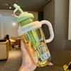 High Appearance Cute Milk Tea Straw Cup Lucky Belly Cup Large Capacity Travel Cup Belt Straw Water Bottle Kitchen Beverage Home