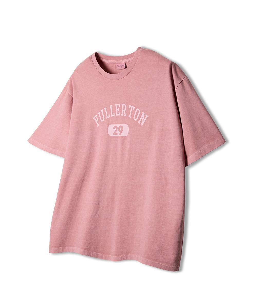 Whoops Pigment Washed Graphic Short Sleeve T-Shirt [Washed Pink] L