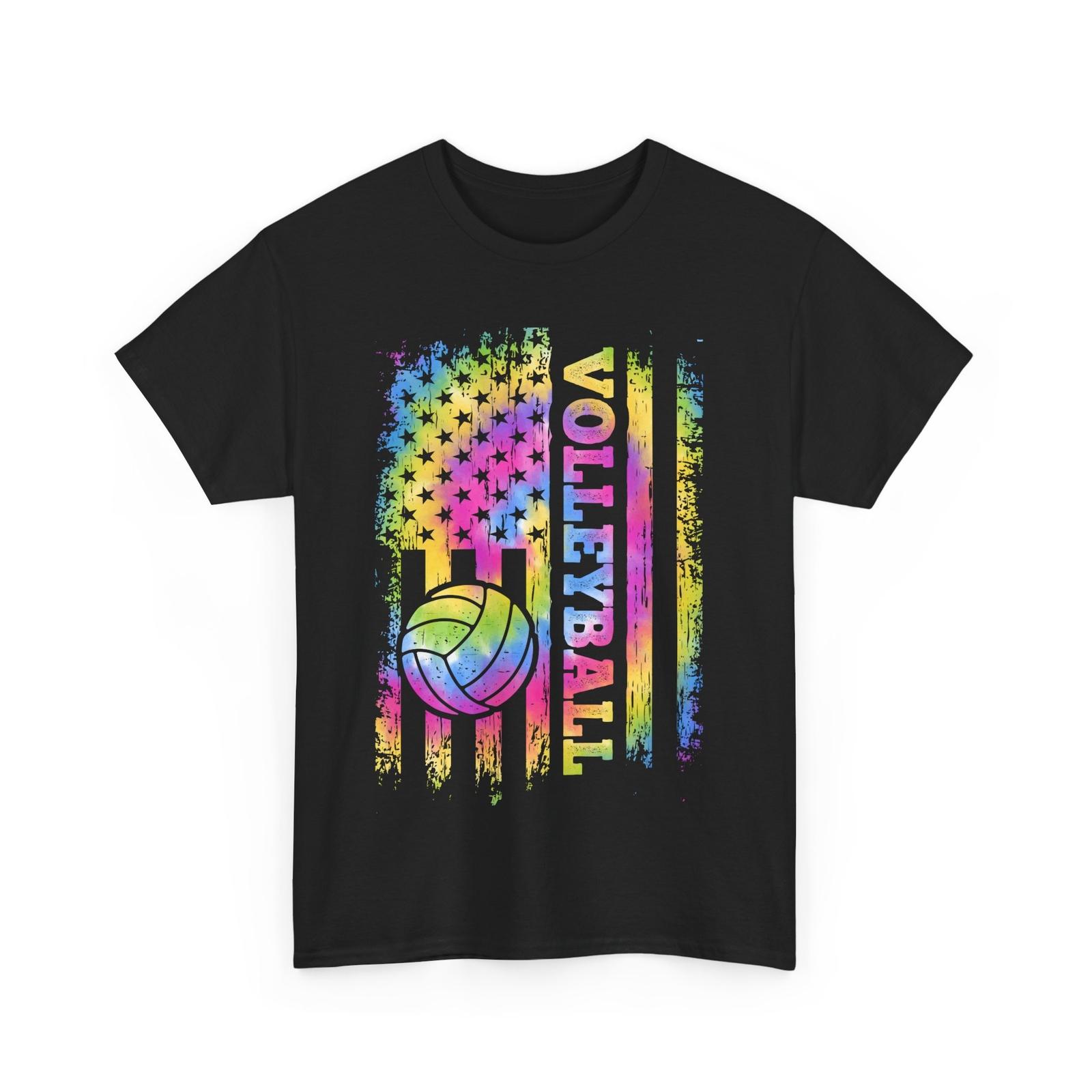 Volleyball American Flag T-Shirt Mens Womens Tees Top, Sports Fans Volleyball Lovers Tie Dye Shirt S