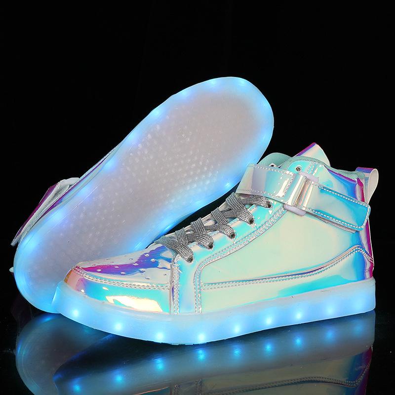 Frühling/Sommer Unisex Lässige High-Top Leuchtende Schuhe - Modische Leuchtende Blendende Spiegel Trendige Sneaker 37 white