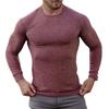 Muscleguys Autumn Running T-shirts Mens Classic Ribbed Knit Jumper Sports Long Sleeved Slim Fit Round Neck Casual Gym Fitness T Shirt