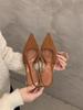 French bag head sandals high-heeled women's spring and summer 2025 new suede light mouth thin heel temperament with skirt cool single shoes