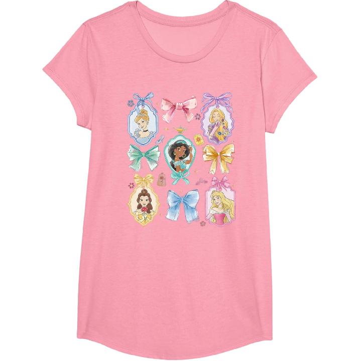 Disney Princess and Bows Watercolor Portraits Collage T-Shirt