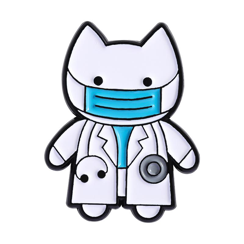 

Cute Cats Doctor Enamel Pins Cartoon Kitten Wearing Doctor s Coat And Stethoscope Animal Doctor Brooch Lapel Badge Jewelry Gifts