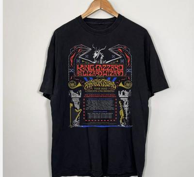 T-shirt Tour 2025 King Gizzard and the Lizard Wizard Nera Tutte le Taglie