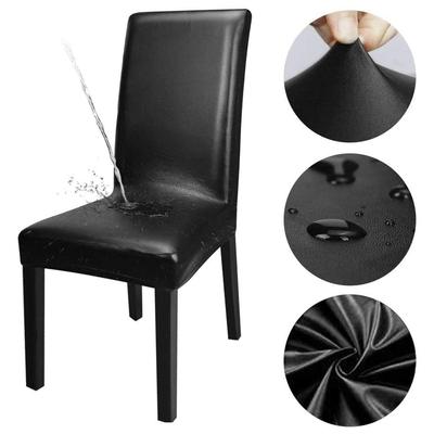 Deri Yemek Sandalyesi Kapak Su Geçirmez Elastik Sandalye Slipcover Durumda Streç Sandalye Yemek Odası Düğün Otel Ziyafet Için Kapakları