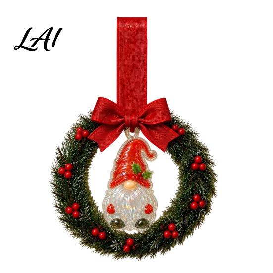 Versatile Seasonal Hanging Wreath Mini Christmas Door Handle Decoration Gingerbread/Angel/Bell/Snowman Artificial Pine Desktop Scenery with