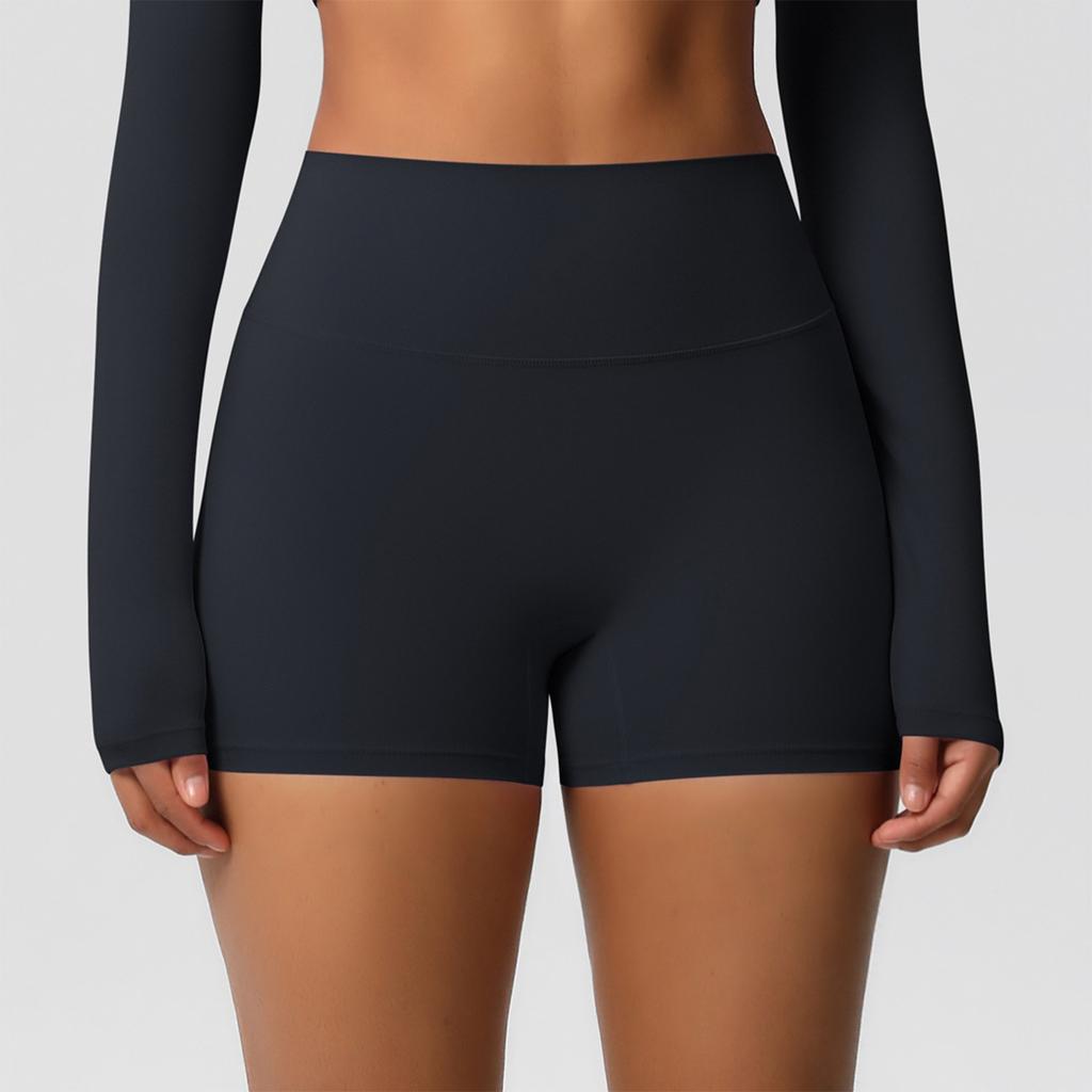 Women's Fashion Color High Waist Tight Hip Lifting Yoga Shorts Running Fitness Three Part Pants
