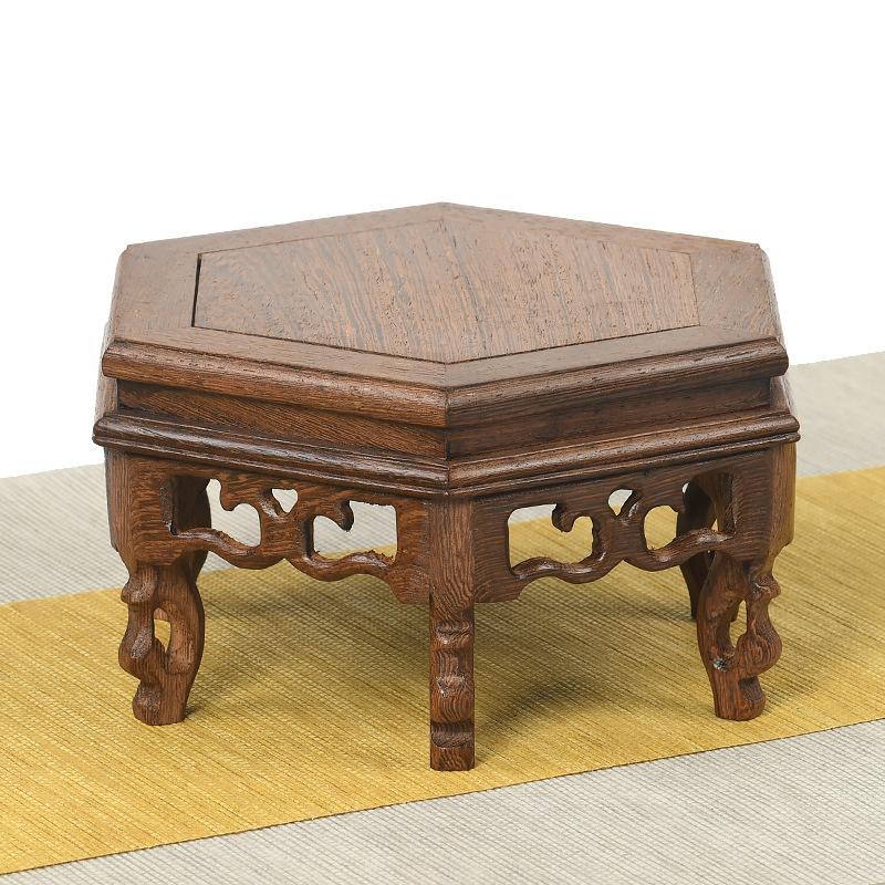 Retro Engraving Wooden Tea Tray Teapot Bases Bonsai Buddha Stand Fish Tank Pedestal Wooden Flowerpot Base Furniture Home Decor