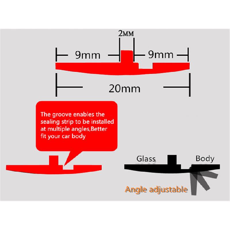 3 Meter Svart Bil Vindruta Kant Skydd Tätningslist T-Typ Gummitätning