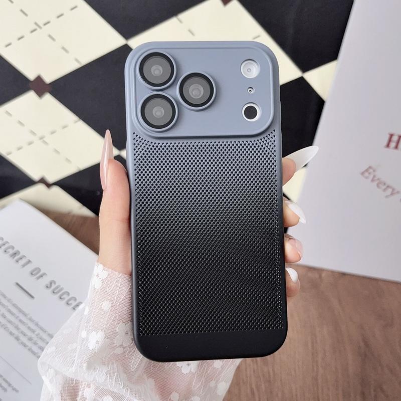 Gradient Heat Dissipation Case For iPhone 17 Pro Max 16 15 14 13 Pro Max Lens Protector Shockproof Hard PC Matte Back Cover