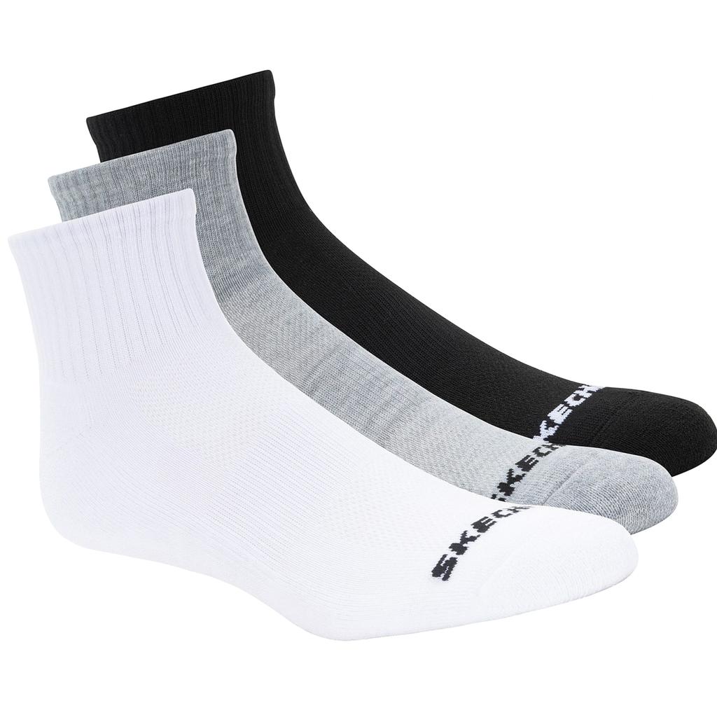 Skechers 3PPK Qtr Crew Socks, Unisex white Socks
