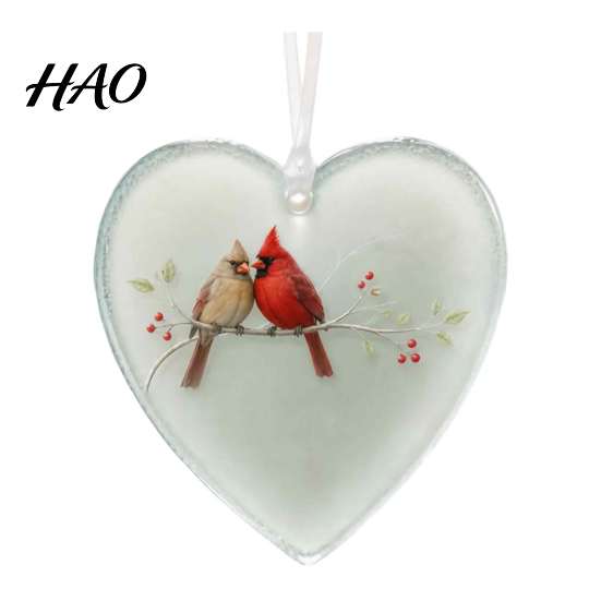 Creative Home Garden Ornament Heart Shaped Acrylic Hanging Pendant for Car Rear View Mirror, Mirror Charm Translucent Christmas Tree And Keychain