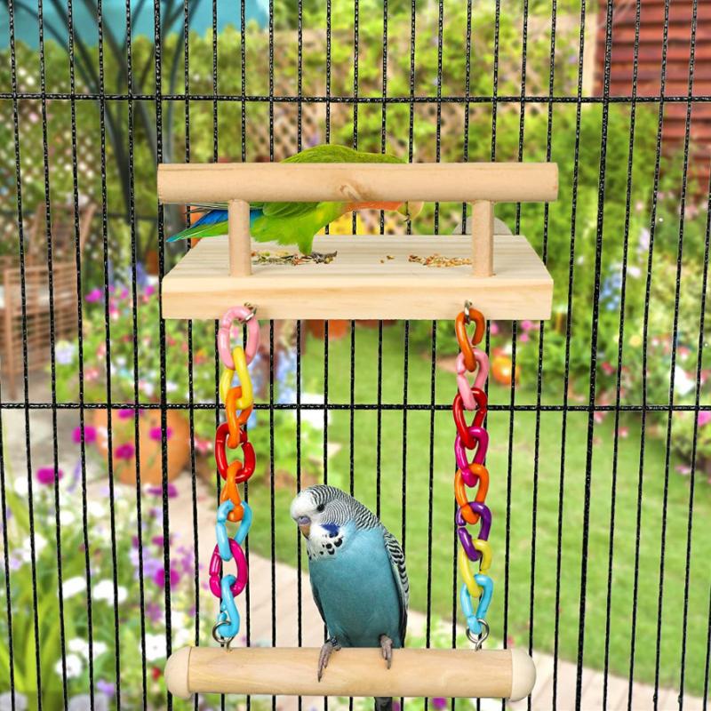 Nice Parrot Toy Bird Cage Decoration Pendant Small Bird Cage Nibbling Toy Parrot Springboard Swing Combination Toys Are Varied