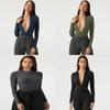 European Style Knit Bodysuit With Zipper Short Pants For Streetwear Fashion Women