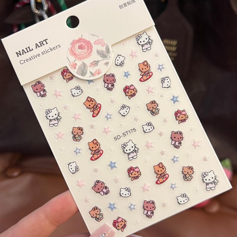 Japanese Sweet Bow Kitten Nail Stickers Ins Wind Makeup Cute