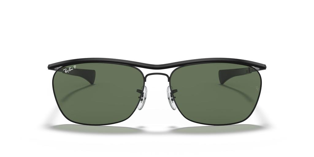 Shiny Polar Lens Size 60 Ray-Ban Men's Black/Green Sunglasses, (0RB3619)