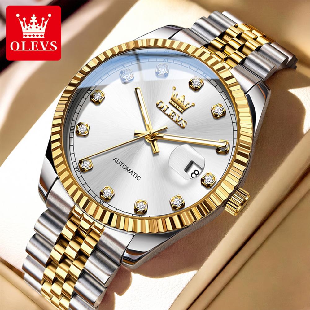 OLEVS 6743 Automatic Man Watch Original Luxury Brand Mechanical Watch Auto Date Waterproof Luminous Stainless Steel Men's Watch