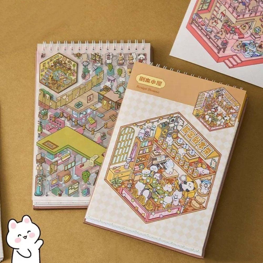 Landscape Stickers Scene Sticker Book Dream Town 4.0 Series Cottages Quiet Book  Scrapbooking