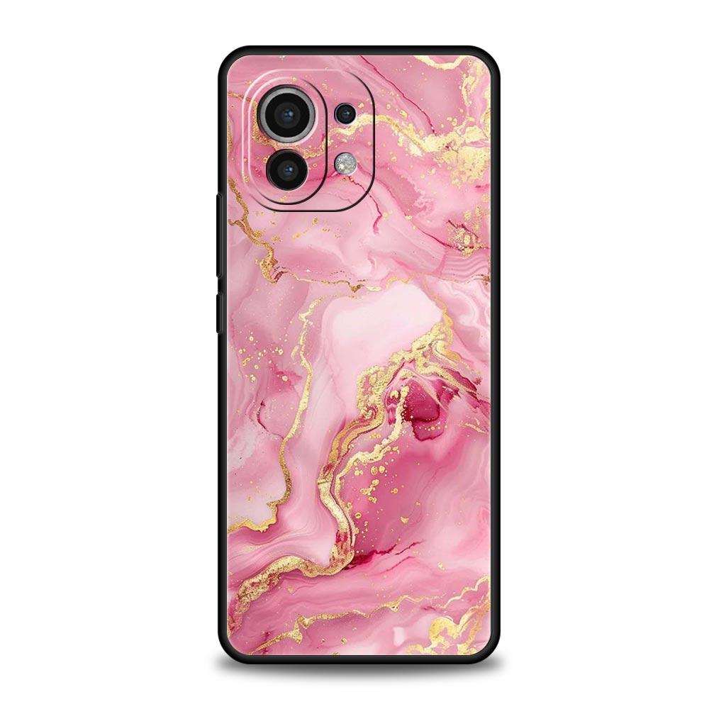 Phone Case For Xiaomi Mi 15 14 13 12 11 Lite 14T 13T 12T 11T Pro Poco X7 X6 X5 X3 Pro F6 F5 F4 Cover Fashion Gold Pink Marble