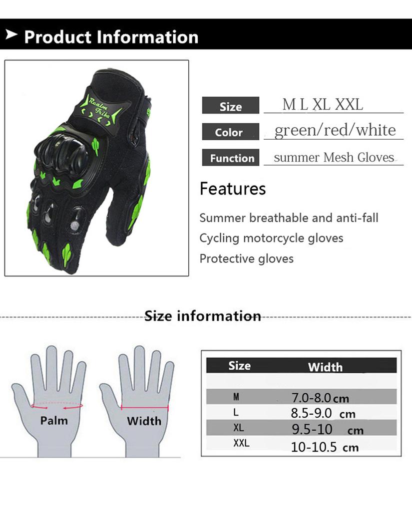 1 par luvas da motocicleta respirável dedo cheio luvas de corrida esportes ao ar livre luvas da bicicleta para bmx atv estrada corrida verão inverno