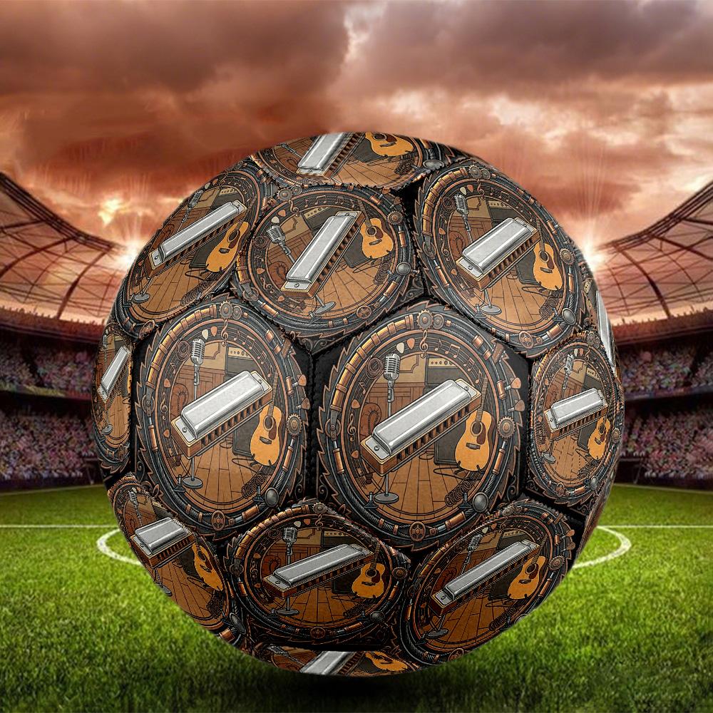 Steampunk Music Instruments Round Football Size 5 Adult Ball Suitable for Training Matches and Outdoor Team.