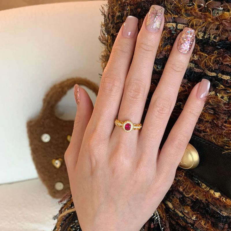 Ruby Ring Elegant For Women Featuring Unique Geometric Shape And Adjustable Open Style For 2024