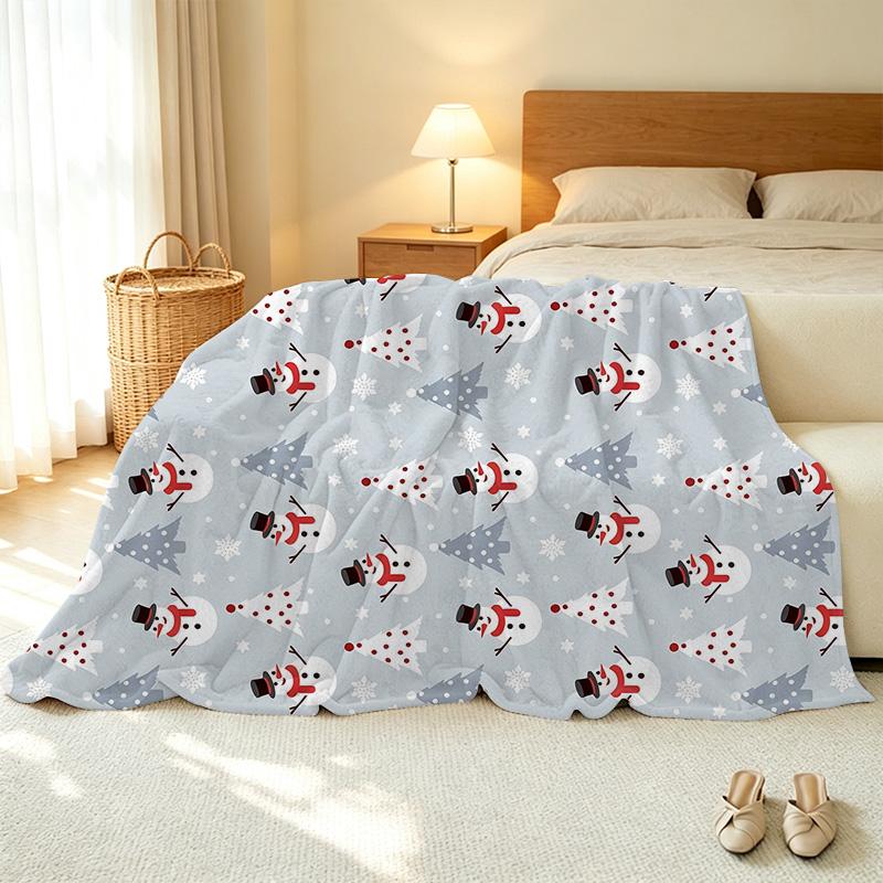 Snowman Series Flannel Blanket: Thick Warm & Super Soft Skin-friendly, All-Season Use for Home Relax, Winter Nap, Guest Room Single Christmas Throw