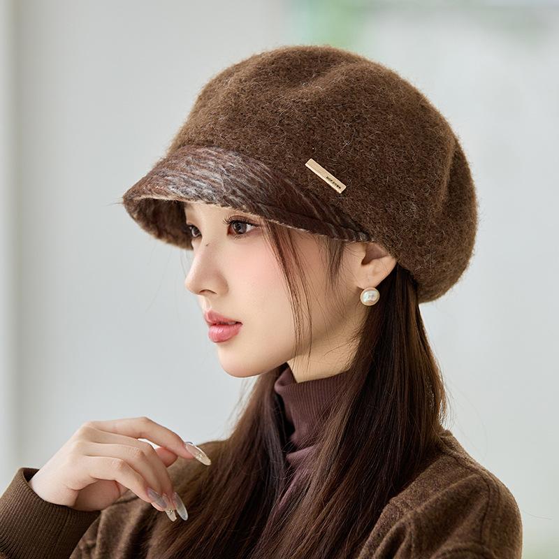 Beretă de înaltă calitate în stil britanic, Pălărie coreeană de toamnă și iarnă, Pălărie de pictor retro casual de exterior, Rezistentă la vânt și călduroasă
