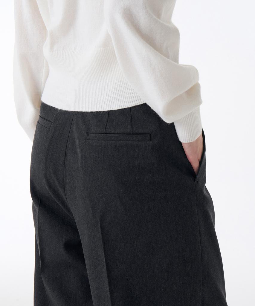 MUSINSA STANDARD WOMAN Women'S Low Waist Deep Tuck Extra Wide Hidden Banding Slacks [Charcoal Gray]
