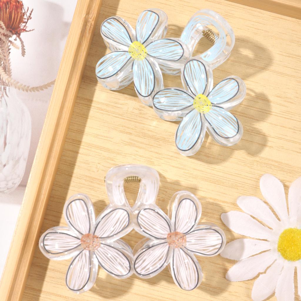 6 Pcs Fashion Women Flower Sweet Hair Clips,Vacation Bohemia Egg Flower Barrettes Girls Line Hairpins Spring Hair Accessories