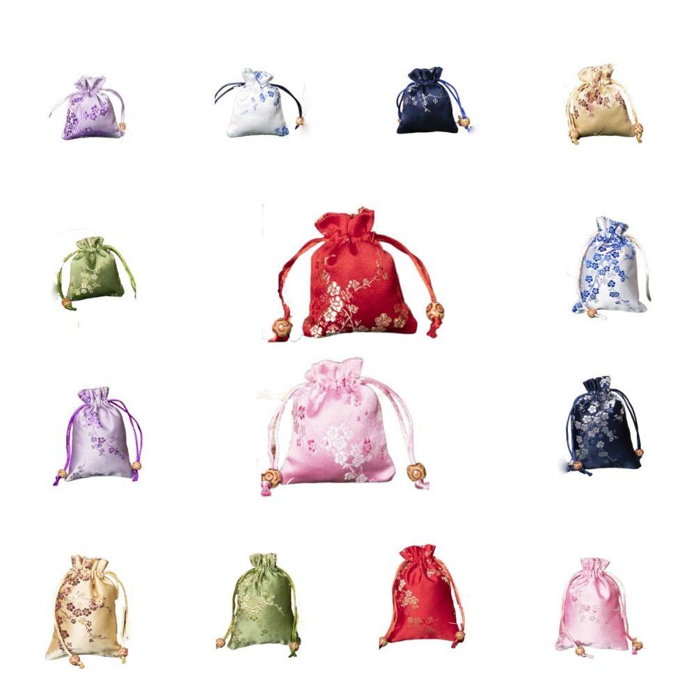 Embroidered Storage Bag Satin Jewelry Packaging Bag Retro Women Sachet  Party