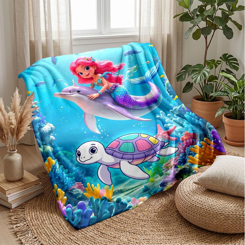 Magical Turtle Pond Theme Blanket Lightweight Warm Flannel Blanket Decorative Throw Blanket for Home Decoration